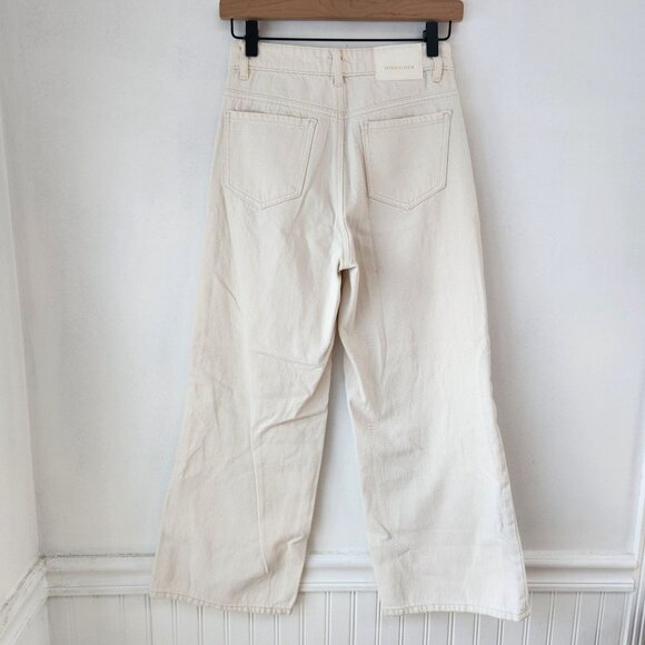 MNG Mango Low-Rise Loose-Fit Wide Leg Jeans Cream Denim Women's S - Picture 3 of 12